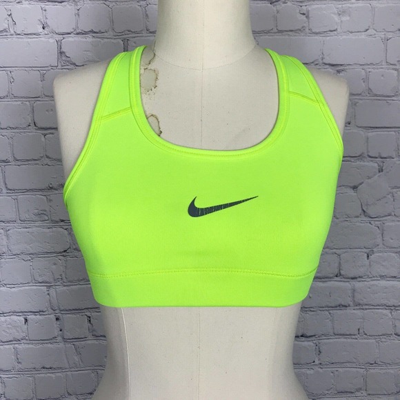 NIKE Dri-Fit Classic Swoosh Sports Bra Neon Green | XS - Picture 2 of 7